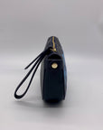 Draper James Blue Floral Leather Half Moon Wristlet