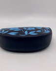 Draper James Blue Floral Leather Half Moon Wristlet