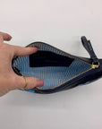 Draper James Blue Floral Leather Half Moon Wristlet