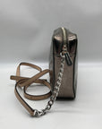 Michael Kors Metallic Gray Monogram Patent Leather Jet Set Crossbody