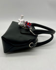 Steve Madden Black Faux Leather Bmelodie Small East/ West Bag with Scarf
