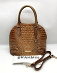 Brahmin Gold Croc Embossed Leather Georgina Saddle Melbourne Satchel Bag