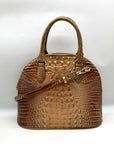 Brahmin Gold Croc Embossed Leather Georgina Saddle Melbourne Satchel Bag