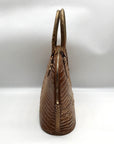 Brahmin Gold Croc Embossed Leather Georgina Saddle Melbourne Satchel Bag