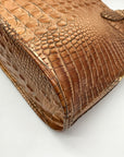 Brahmin Gold Croc Embossed Leather Georgina Saddle Melbourne Satchel Bag