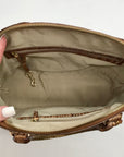 Brahmin Gold Croc Embossed Leather Georgina Saddle Melbourne Satchel Bag