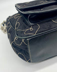 Brighton Black Fabric Heart Embroidery Shoulder Bag