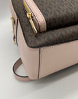 Michael Kors Brown & Pink Monogram Coated Canvas Jaycee Backpack