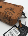 MCM Visetos Cognac Leather Aren Maxi Crossbody Wristlet - NWT