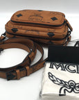 MCM Visetos Cognac Leather Aren Maxi Crossbody Wristlet - NWT
