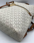 Michael Kors Vanilla Monogram Canvas Rhea Slim Backpack