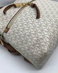 Michael Kors Vanilla Monogram Canvas Rhea Slim Backpack