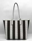 Michael Kors White & Brown Large Eliza East West Reversible Tote & Wallet