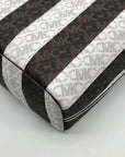 Michael Kors White & Brown Large Eliza East West Reversible Tote & Wallet