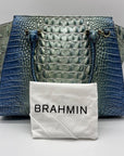 Brahmin Blue Leather Caroline Melbourne Embossed Satchel Bag
