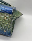 Brahmin Blue Leather Caroline Melbourne Embossed Satchel Bag