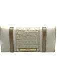 Brahmin White & Macaroon Lady Vineyard Croc-Embossed Leather Melbourne Wallet