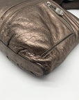 Brighton Metallic Silver Leather Messenger Crossbody Bag
