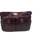 Kelly Moore Cranberry Croc Embossed Patent Leather Classic Camera Bag