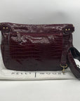 Kelly Moore Cranberry Croc Embossed Patent Leather Classic Camera Bag