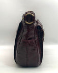 Kelly Moore Cranberry Croc Embossed Patent Leather Classic Camera Bag