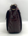 Kelly Moore Cranberry Croc Embossed Patent Leather Classic Camera Bag