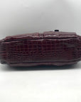 Kelly Moore Cranberry Croc Embossed Patent Leather Classic Camera Bag