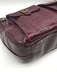 Kelly Moore Cranberry Croc Embossed Patent Leather Classic Camera Bag