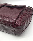 Kelly Moore Cranberry Croc Embossed Patent Leather Classic Camera Bag