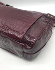 Kelly Moore Cranberry Croc Embossed Patent Leather Classic Camera Bag