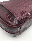 Kelly Moore Cranberry Croc Embossed Patent Leather Classic Camera Bag