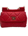 Badgley Mischka Red Faux Leather Convertible Crossbody