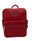 Badgley Mischka Red Quilted Leather Backpack