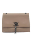 Badgley Mischka Taupe Vegan Leather Metal Tassel Crossbody