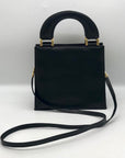 Hardy Amies Black Leather Top Handle Convertible Satchel