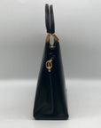Hardy Amies Black Leather Top Handle Convertible Satchel