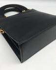 Hardy Amies Black Leather Top Handle Convertible Satchel