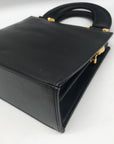 Hardy Amies Black Leather Top Handle Convertible Satchel