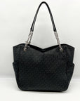 Michael Kors Black Monogram Canvas Jet Set Logo Chain Shoulder Bag