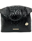 Brahmin Black Croc-Embossed Leather Convertible Satchel
