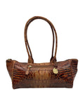 Brahmin Brown Croc Embossed Leather Vintage Paris Satchel