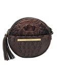 Brahmin Brown Croc Embossed Round Belle Melbourne Crossbody