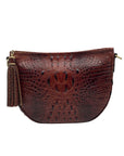 Brahmin Pecan Brown Croc-Embossed Leather Crossbody