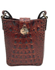 Brahmin Pecan Croc Embossed Leather Marley Crossbody Bag