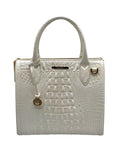 Brahmin White Croc Embossed Leather Caroline Convertible Satchel
