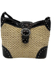 Brighton Vintage Tan & Brown Straw Shoulder Bag
