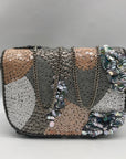 MMS Brands Grey Sequin-Embellished Evening Clutch