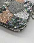 MMS Brands Grey Sequin-Embellished Evening Clutch