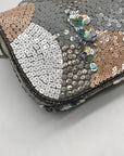 MMS Brands Grey Sequin-Embellished Evening Clutch