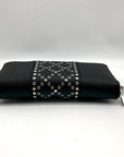 Michael Kors Black Saffiano Leather Studded Zip Around Wristlet Wallet